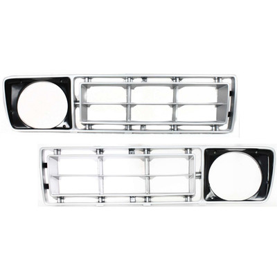Grille For 76-77 Ford F-150 F-250 Set of 2 Left & Right Side Silver Plastic