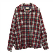 McGregor 60s USA made wool vintage open collar Check Pattern Long sleeve Ope...