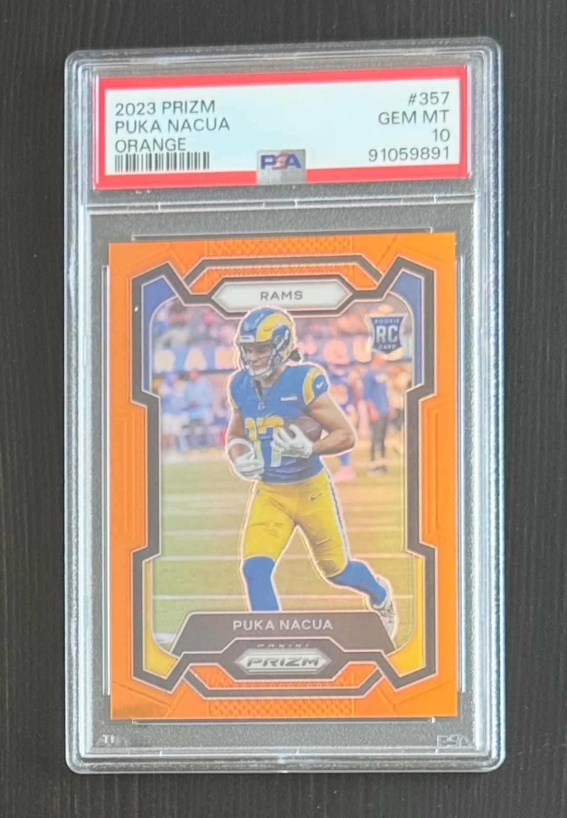 2023 PANINI PRIZM ORANGE PRIZM #357 PUKA NACUA ROOKIE RC /249 PSA 10