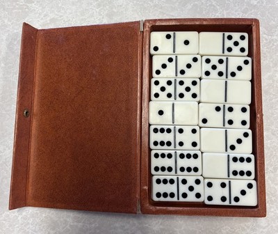 Vintage 1968 Five-Up Domino Game Set With Case and 28 Dominos