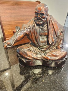 Anth Chinese Bodhidharma CARVED STONE SCULPTURE of Daruma - Zen Buddhism Founder