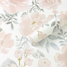 Peel and Stick Wallpaper Floral Pink Wall Paper Modern Contact Paper Removabl...