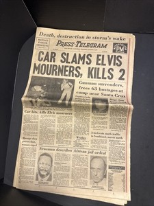Vintage Aug 18 1977 Press Telegram Elvis Mourners Newspaper Memphis