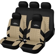 Beige Car Seat Covers Full Set 9pcs Universal Fit For Suv Truck Seat Protectors