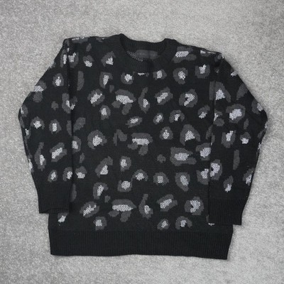 Womens Kendall & Kylie Jenner Leopard Small Black Long Sleeve Pullover Sweater