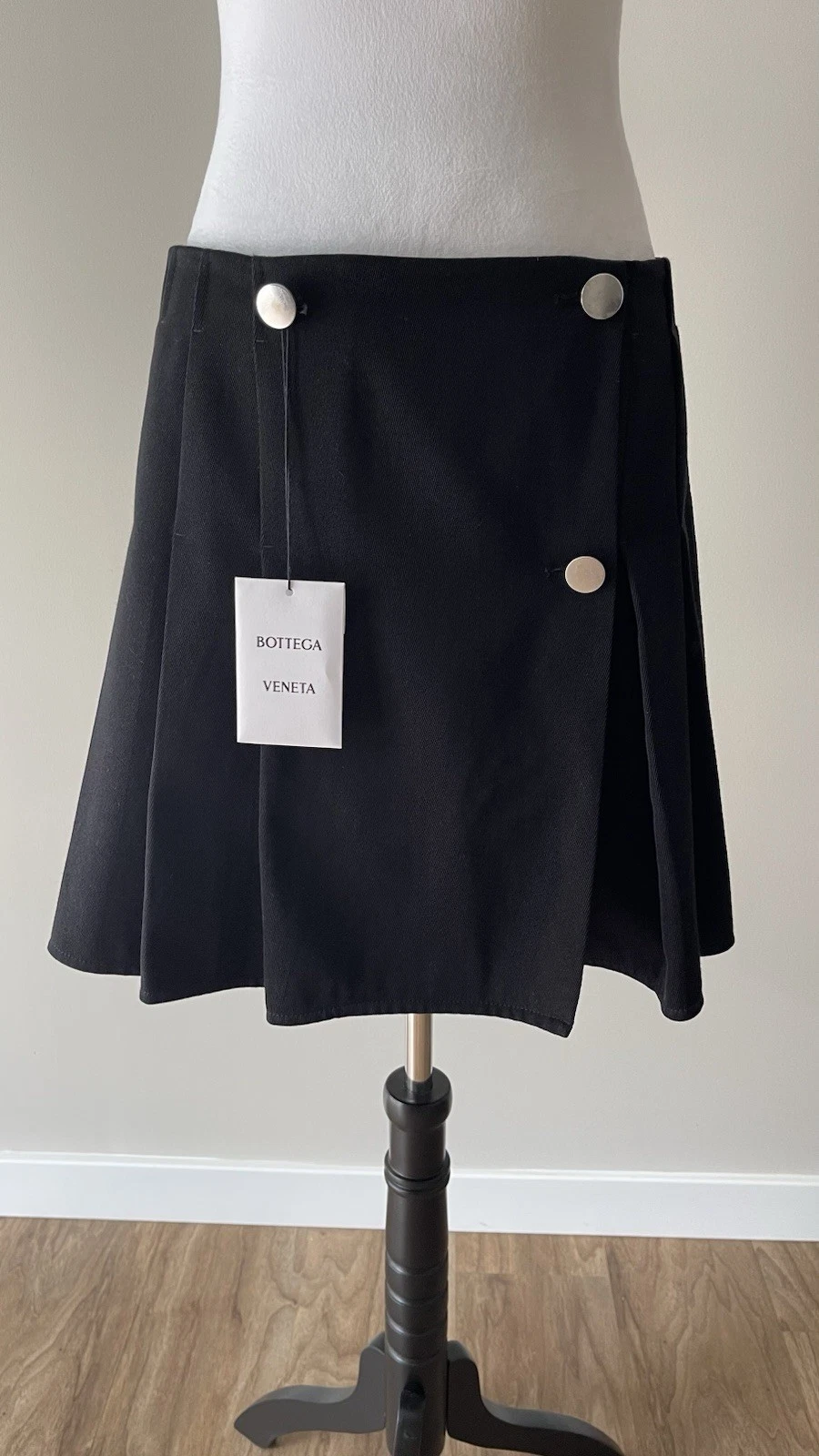 Gonna in gabardina di lana Bottega Veneta colore nero taglia 42 $1350