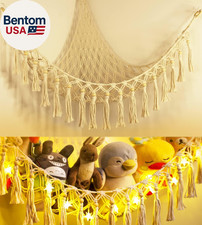 Stuffed Animal Toy Storage Hammock with LED Light - Macrame Jumbo Doll Corner St
