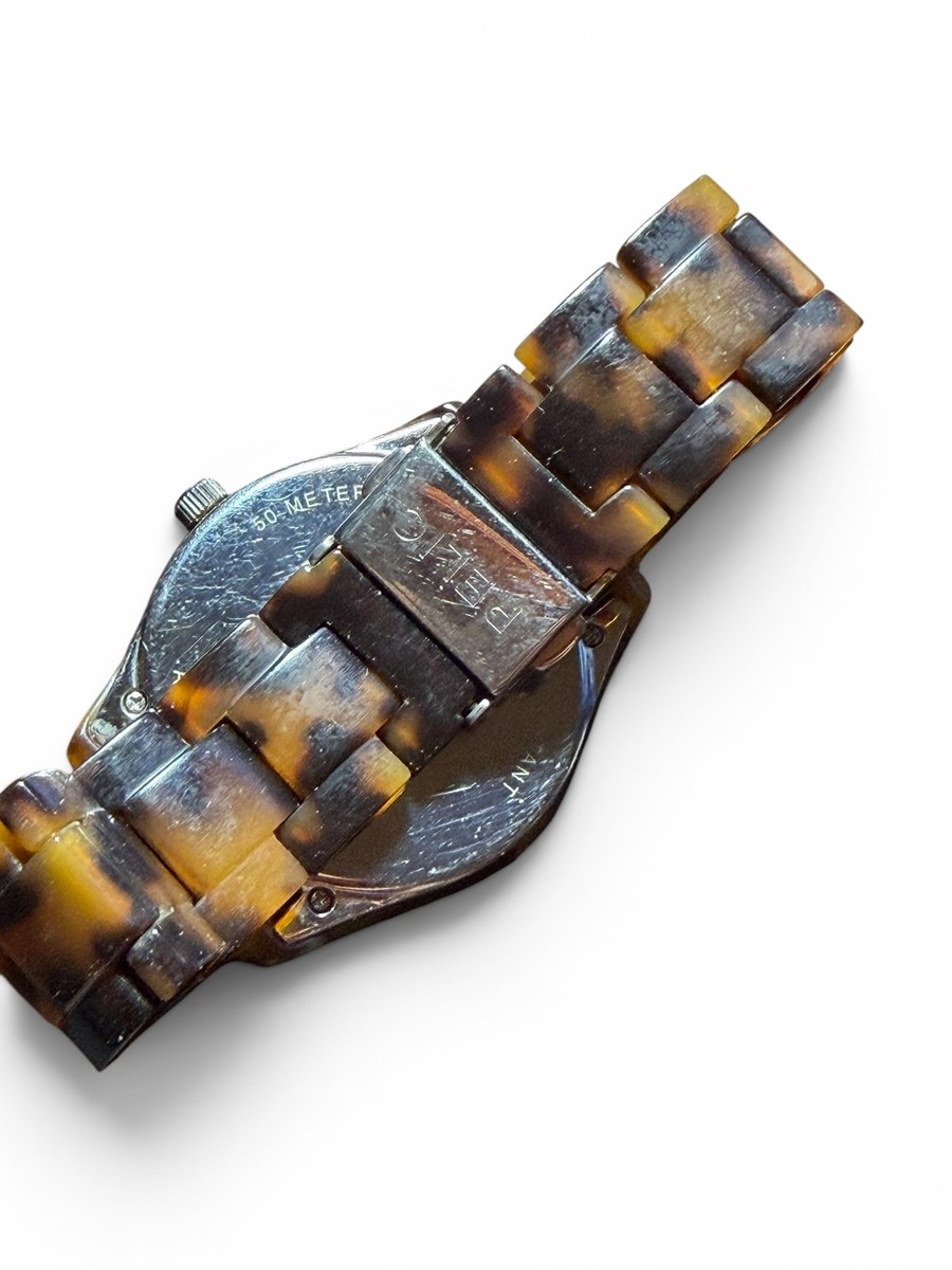 Relic Brown Tortoiseshell Resin Watch with Crystal Bezel Relic Brown Dial Crystal Accent Case Faux Tortoise Shell  main image 2