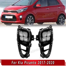 LED DRL Fog Light Daytime Running Lights Upgraded Style For Kia Picanto 2017-20