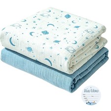 Muslin Swaddle Blankets for Baby,2 Pack Cotton Breathable Soft Receiving Blan...