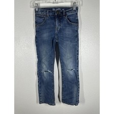 Wrangler Jeans Kids 9 Regular Blue Retro Slim Straight Distressed Knees 5-Pocket