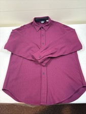 Vintage 70s Woolrich Wool Button Up Overshirt Men L Burgundy Flannel Made in USA