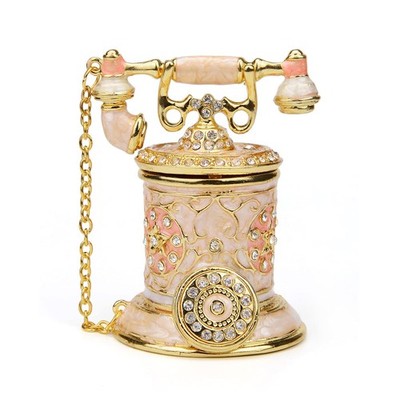 Furuida Vintage Telephone Trinket Box Hinged Enamel Hand Painted Jewelry Box ...