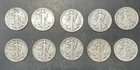 Lot of 10 Old Circulated U.S Liberty Walking 90% Silver Half Dollar Coins L#N43