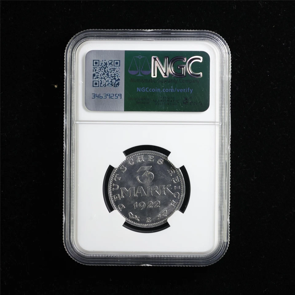 1922E GERMANY 3M LEGEND AROUND EAGLE NGC MS 66 - Image 3 of 4