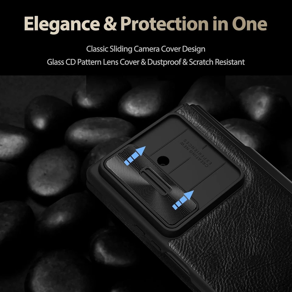 Funda abatible de cuero Nillkin para Samsung Galaxy Z plegable 7 cubierta lateral de lente de cámara Foto 3 de 4