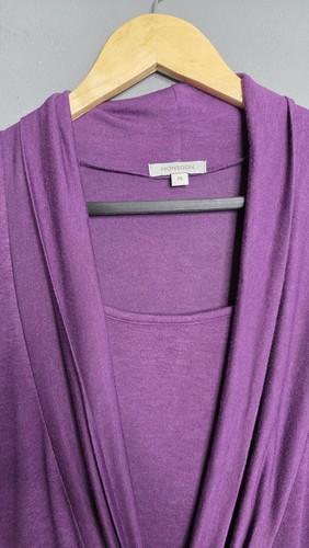 Monsoon Purple Twist Knot Front Draped Top Size M Long Sleeve Jersey Blouse - Picture 4 of 17