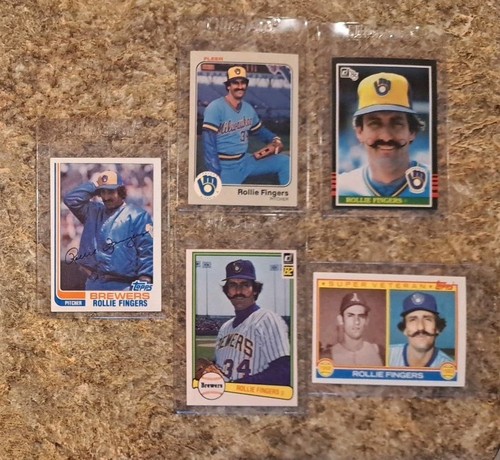(5) Rollie Fingers 1982 Topps card 1983 1985 Donruss Fleer Brewers A's HOF - Picture 1 of 11