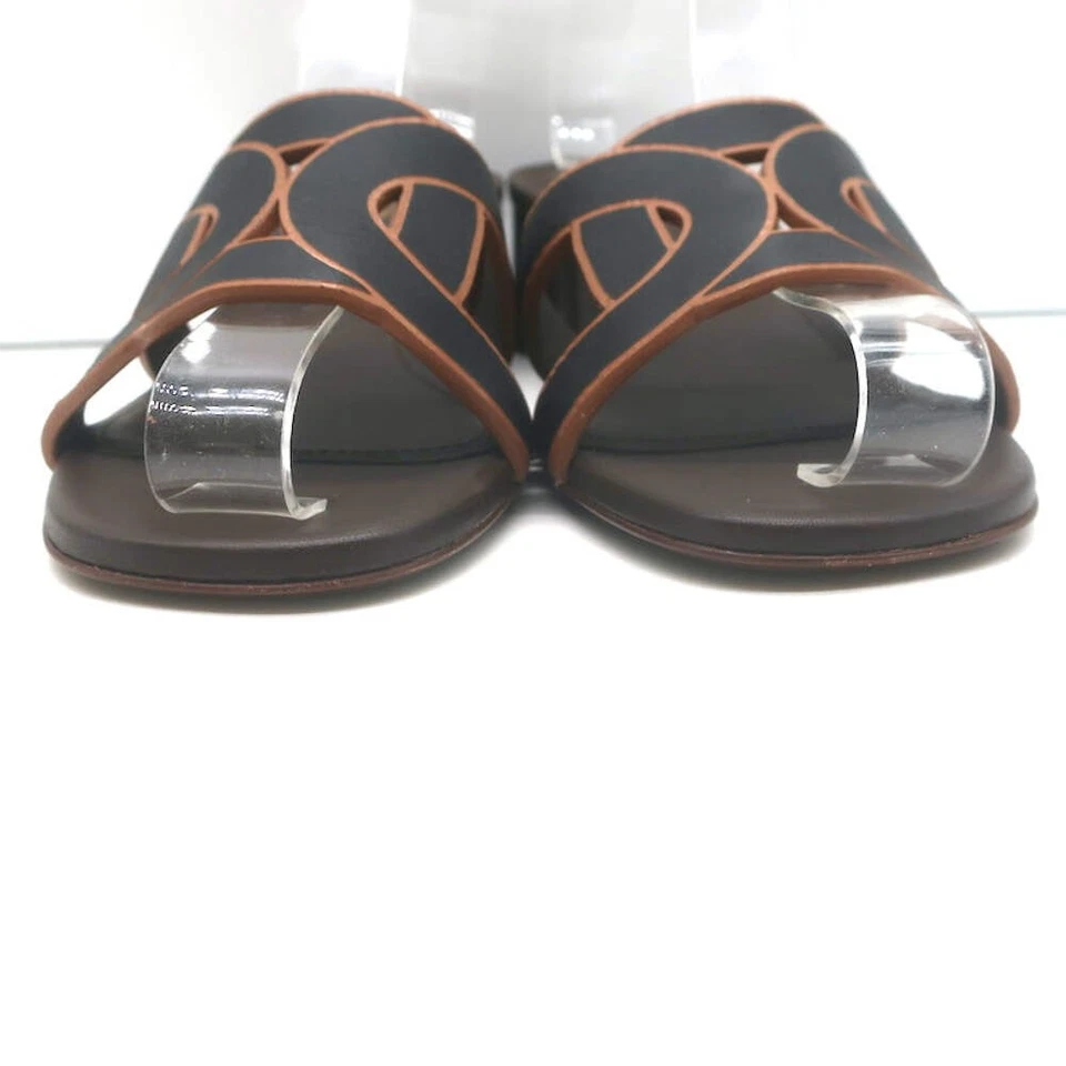 Sandalias Tod's Kate Tacón Bajo Cuero Negro Talla 38 Punta Abierta Mules NUEVAS Foto 4 de 4