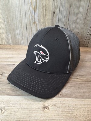   Dodge Hellcat Logo Men s Hat, All Black With Matte Gray Stitching, Richardson