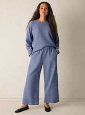 Eileen Fisher Organic Cotton Doubleweave Wide-Leg Pant - HAZE