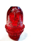 Fenton Art Glass Ruby Red HP Winter Christmas Fairy Lamp,Signed,Marked, 5 ", EUC