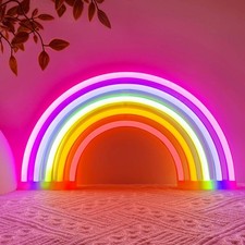 Rainbow Neon Sign Led Lights Rainbow Wall Decor Room Decor For Girls,