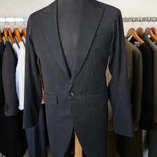 Bespoke English Morning Coat 38L Tailcoat Peak Lapel Chevron Wool