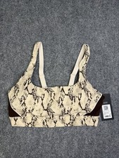 Women s Fabletics Adjustable Medium Impact Sports Bra Size Large New Beige Snake