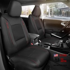 Hex Leatherette Seat Covers   Universal Fit Front Black  Red Full Coverage