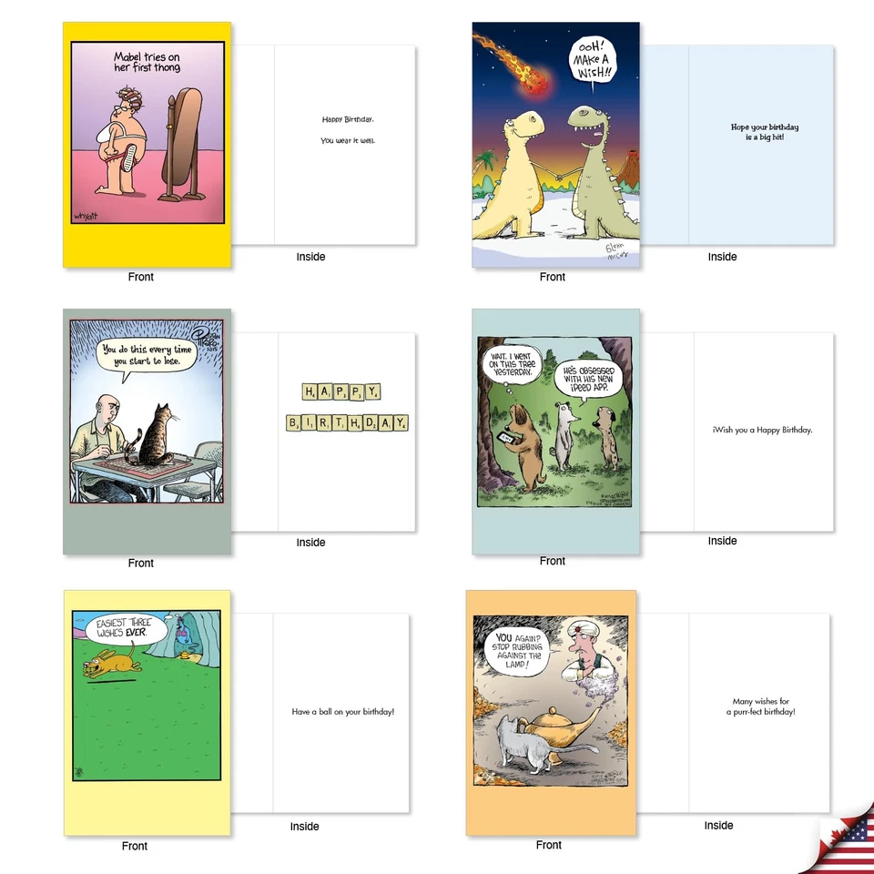 20 caixas sortidas de cartões engraçados de aniversário com envelopes 5 x 7 para homens,... - Imagem 3 de 4