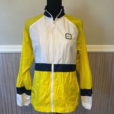 Nike Y2K Colorblock Windbreaker Jacket Yellow White Navy S Vintage Style