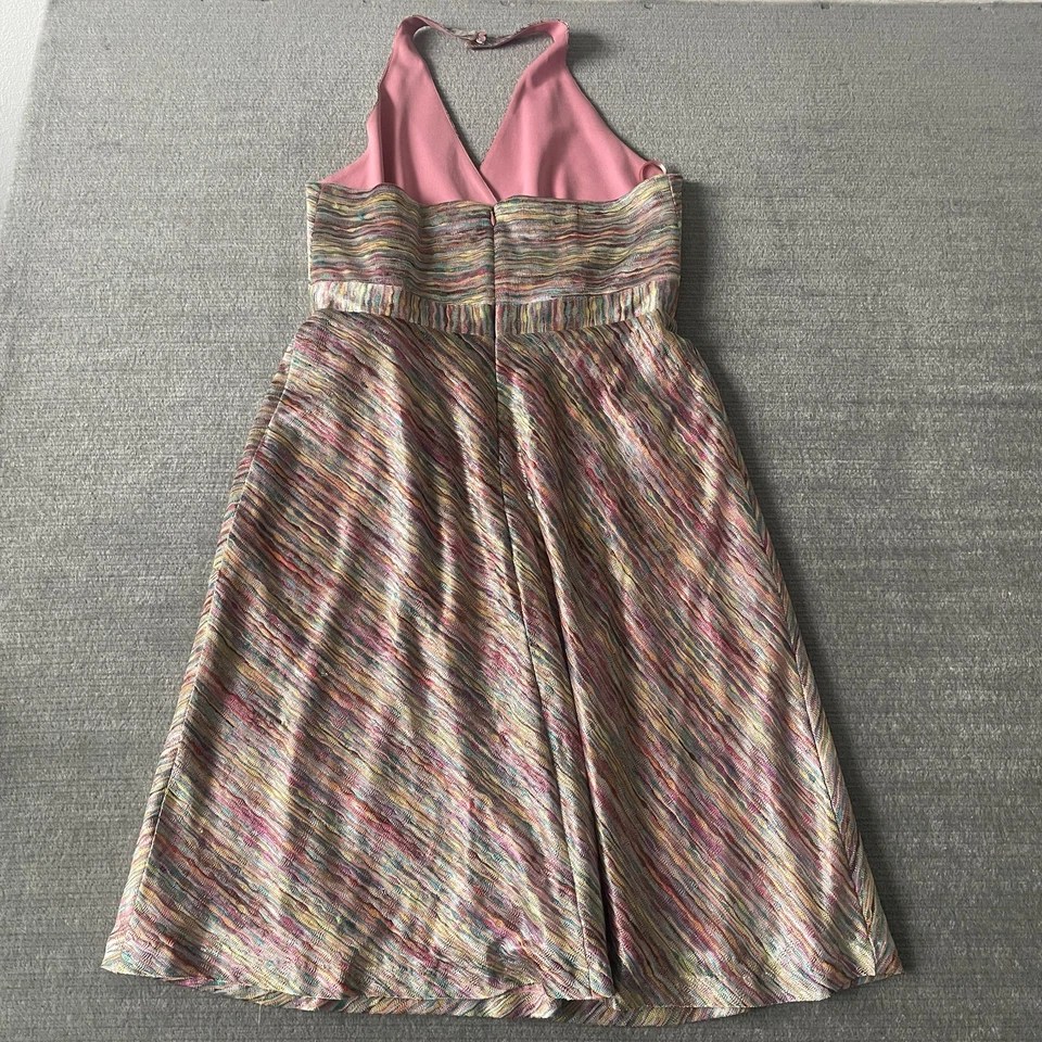 Vestido De Colección Y2K Mujer XL Rosa Zig Zag Tejido Halter Hada Coqueta Mujer Coqueta Foto 2 de 4