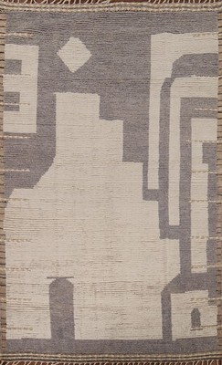 Earth-Tone Moroccan Area Rug 6x10 Hand-knotted Wool for Modern Living Rooms