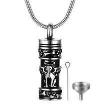 Pet Cremation Angel Wing Paw Pendant Dog Cat Ashes Urn Stainless Steel Necklace