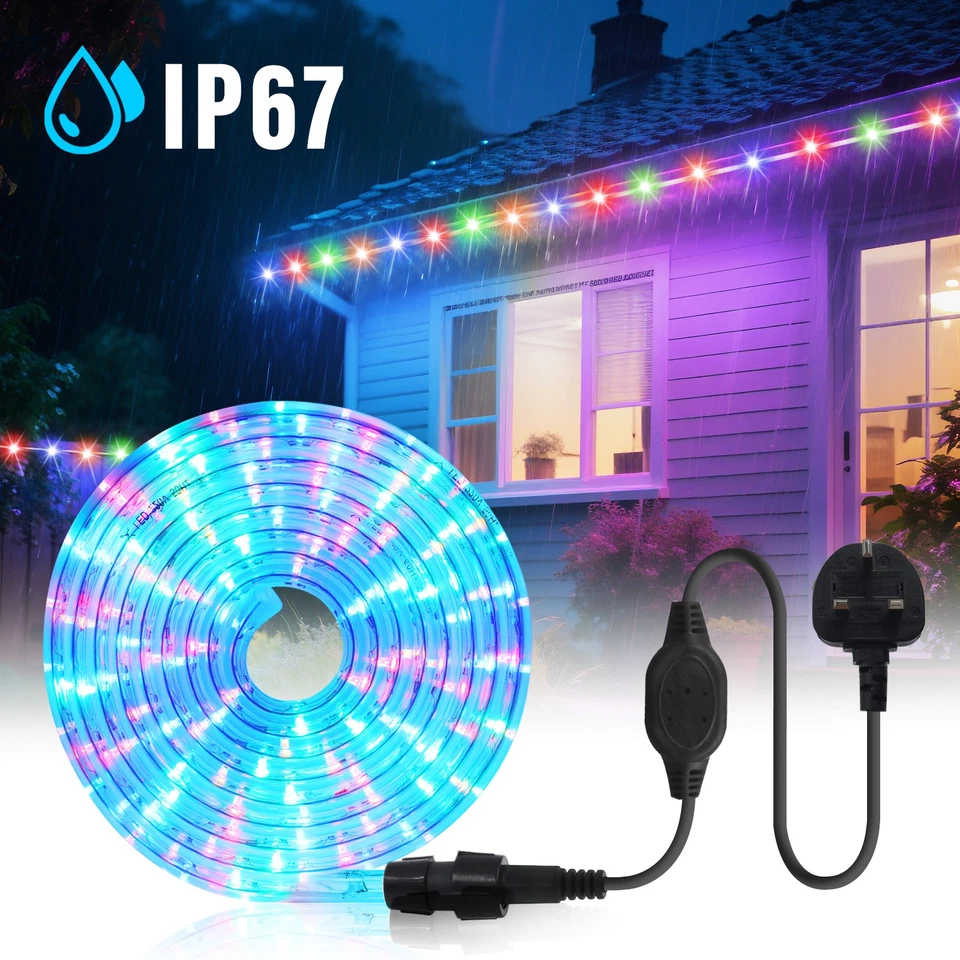 220V LED Rope Tube Lights Flexible Waterproof Garden Party Xmas In/Outdoor Decor - Image 4 of 4