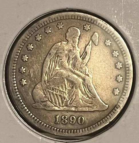 1890 seated liberty quarter / Near VF