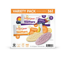 HappyBABY Organics Teething Wafers Variety Pack 36 Count Baby Snacks