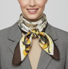 ⭐Luxury Elegant Bandana Silky Square Scarf Beige Floral Versatile Soft Luxurious