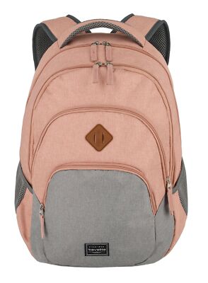 travelite Basic Melange Backpack Rucksack Laptoptasche Tasche Rose / Grey Rosa