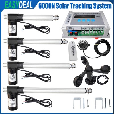 Complete 1KW LCD 6000N Linear Actuator &Anemometer Single Axis Solar Tracker Kit