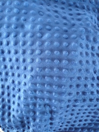 Remnant Minky Dimple Dot Fabric Plush Dk Blue 15" Long x 62" W PLUS Very Lg Tail - Picture 5 of 5
