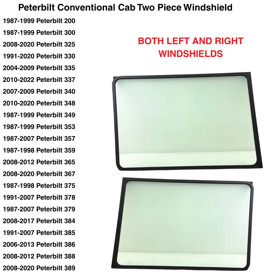 Peterbilt 200 & 3-Series Windshield Set Driver & Passenger Side Windshield 2pc - Imagem 2 de 3