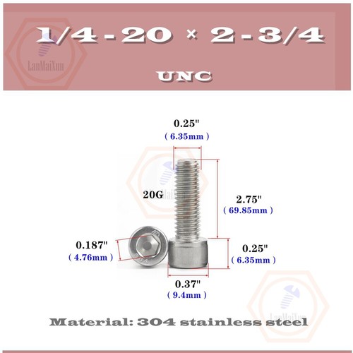 Tornillos Allen de acero inoxidable 1/8-40 5/32-32 1/4-20 1/4-28 - Imagen 17 de 31