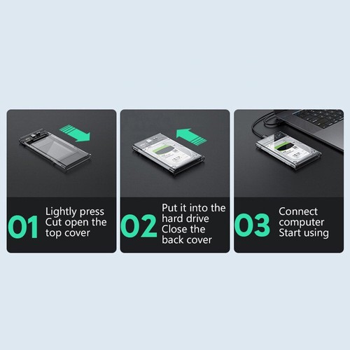 Transparent External Hard Drive 2.5or3.0 Inch HDD SSD Case Drive Housing _r1 - Bild 10 von 14