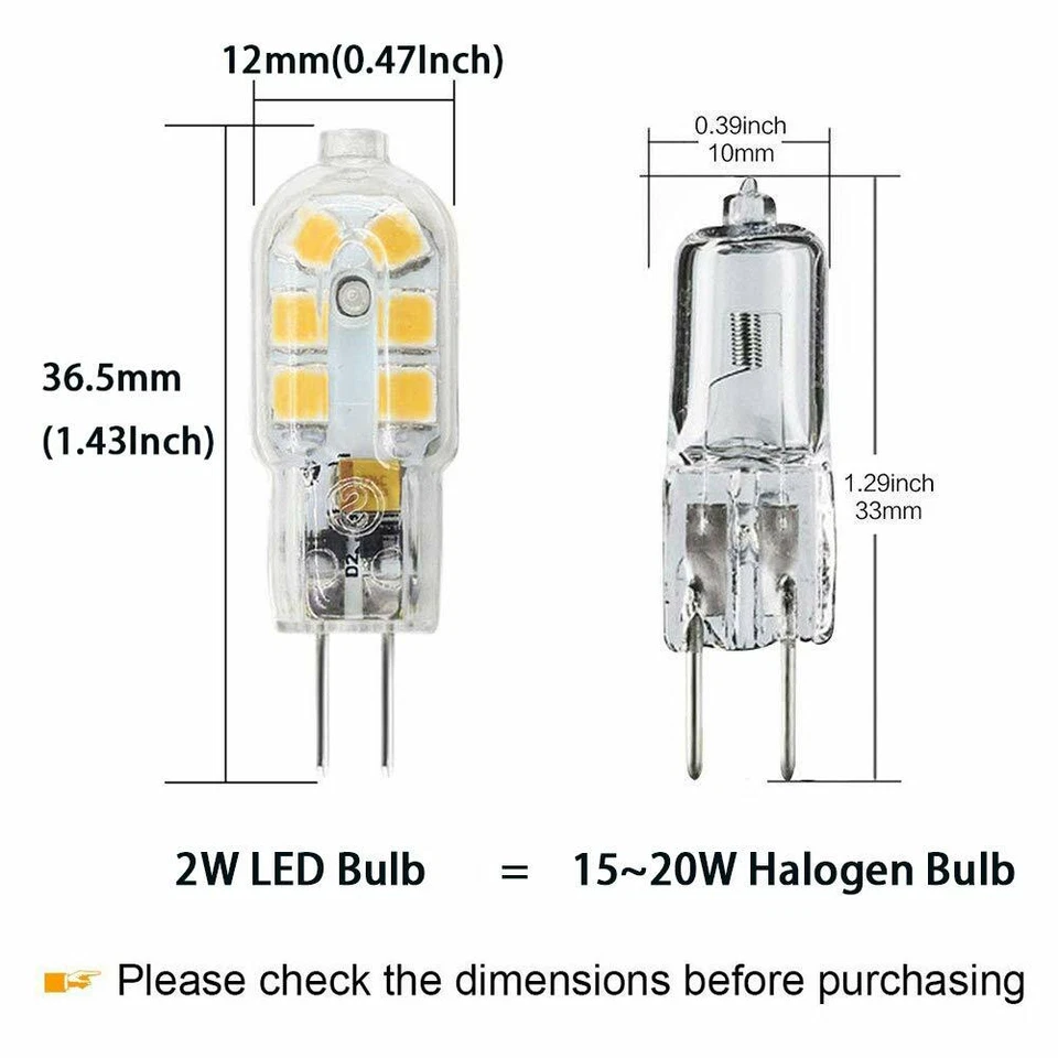 10X G4 LED Bulb Bi-pin Base 20W Halogen Bulb Replacement AC/DC12V Warm White - Image 3 of 4
