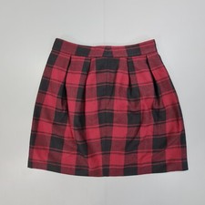 Uniqlo Womens Dress Red 12 UK Tartan Plaid Knee Length Pleated Wool Blend
