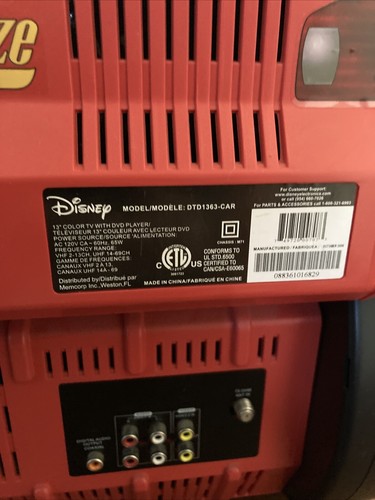 Lightning Mcqueen Disney Pixar Cars 13" CRT TV DVD Combo Remote NO SPOILER Works - Picture 15 of 24