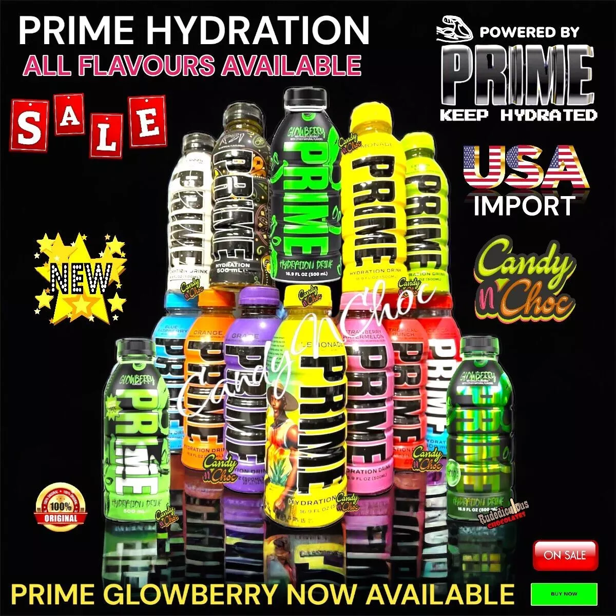 Prime Hydration Drink by Logan Paul & KSI ALL FLAVOURS USA IMPORT FREE  DELIVERY