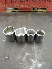 JS Technologies USA 1/2dr sockets 1-1/8, 1-1/16, 7/8, 3/4 -4pcs. NOS